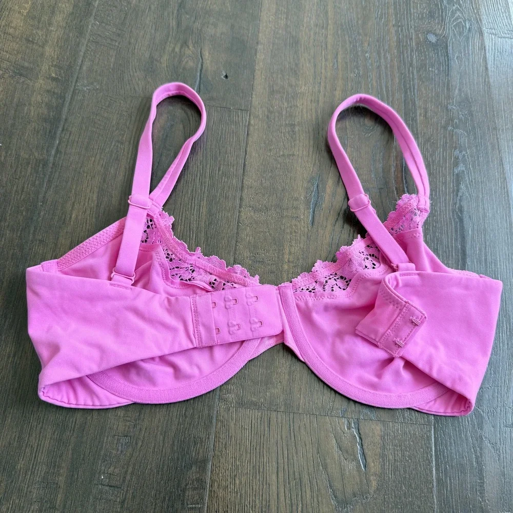 Skims Bra Womens‎ 32DDD Pink Lace Underwire Adjustable Straps Unlined Intimates - Picture 2 of 6